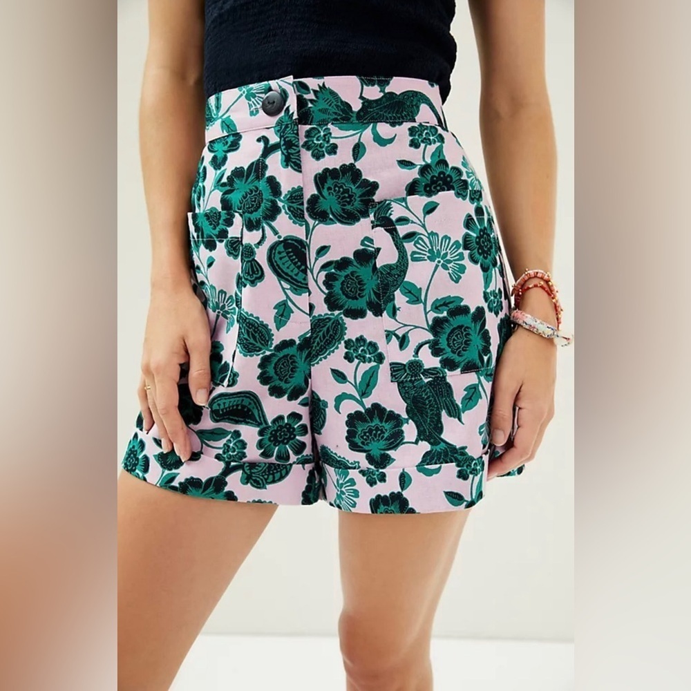 Anthropologie Corey Lynn Calter Gardenia Shorts Floral Elastic Waist Size Small - Picture 2 of 12
